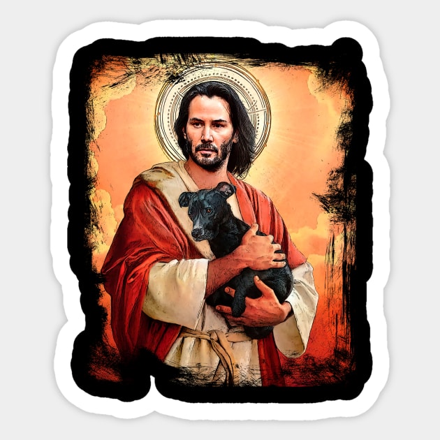 Jesus John Wick Parody Saint Sticker by kaitokid
